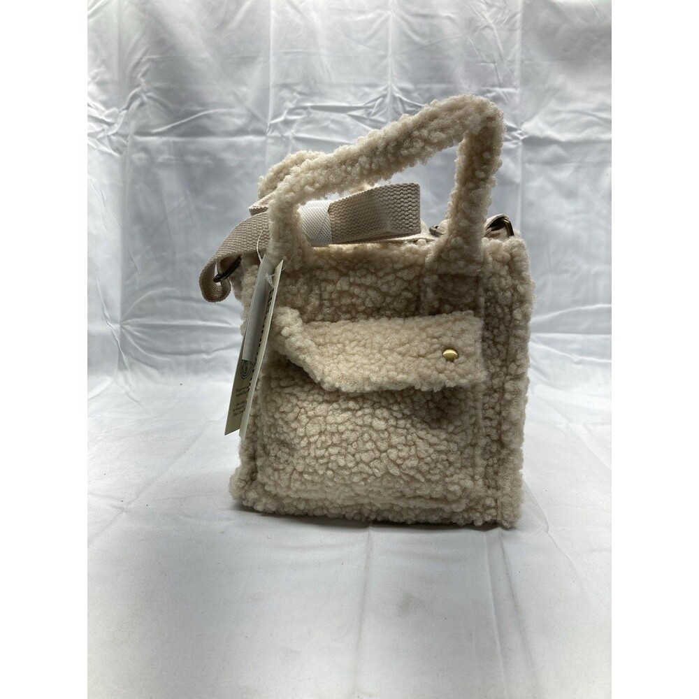 No Boundaries Tan Sherling Sherpa Mini Tote Bag NWT